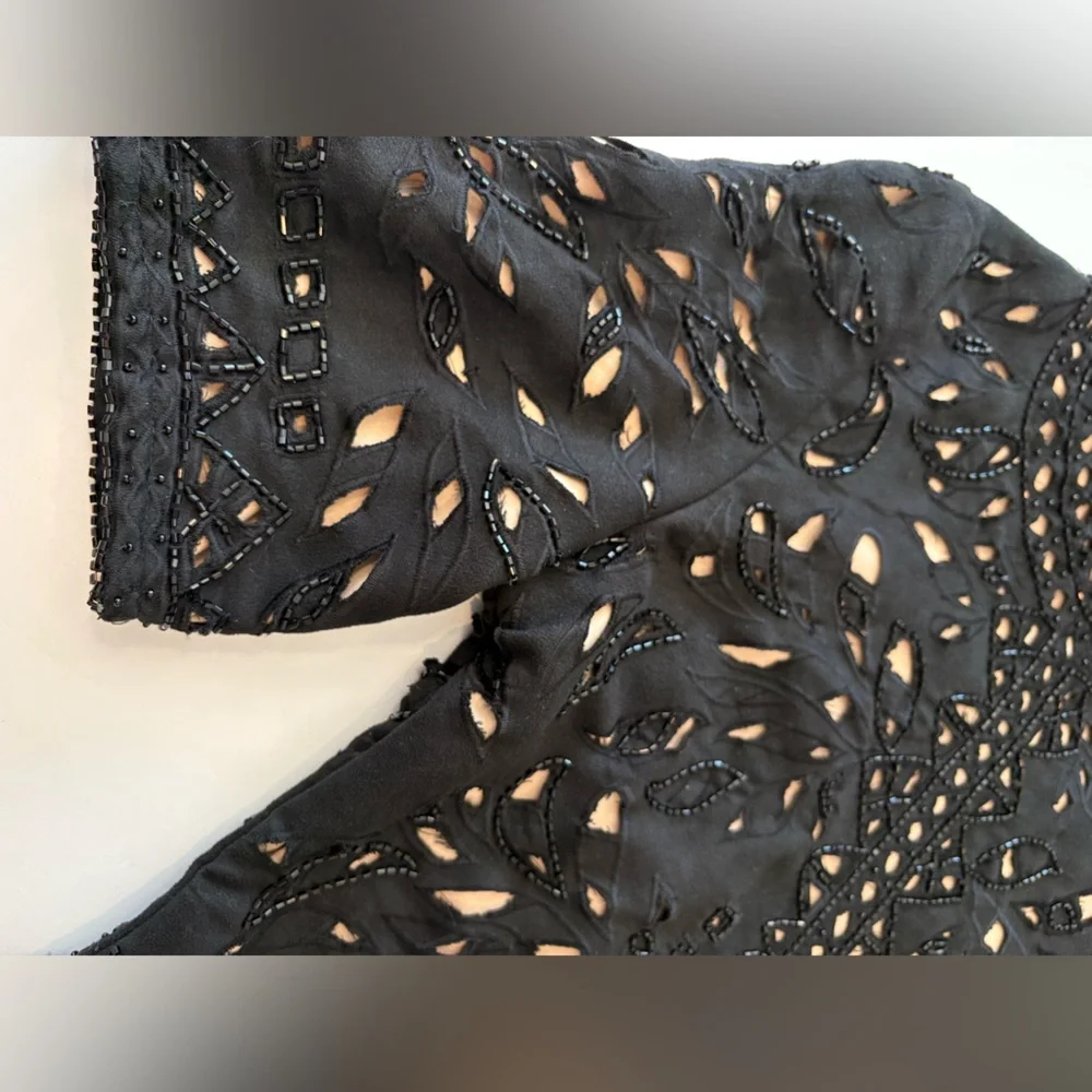 KAS New York Mari Beaded Cutout Black Dress XS - Picture 3 of 10